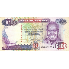 P34 Zambia - 100 Kwacha Year ND (1991)